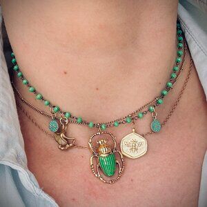 One-of-a-Kind Charm Necklace | Playful Gold Charms & Blue Beads